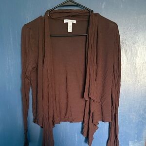 Brown Open Front Cardigan